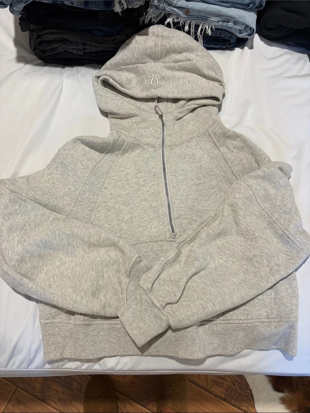lululemon athletica Light Gray Scuba Cropped Half-Zip Hoodie
